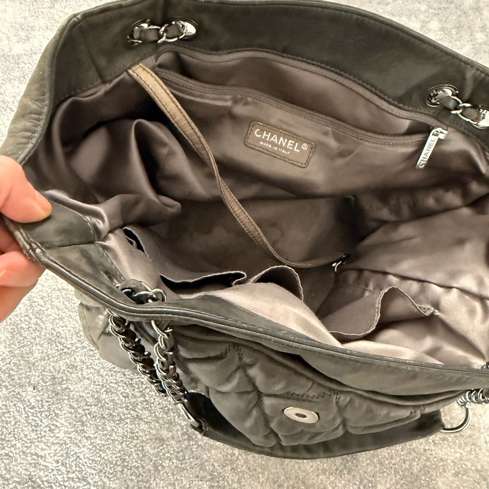 Chanel Gray Quilted Shoulder Bag